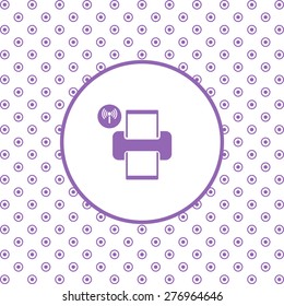 On a white background pink circles. Printer with wi-fi connection. icon. vector design