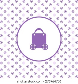 On a white background pink circles. bag on wheels. icon. vector design