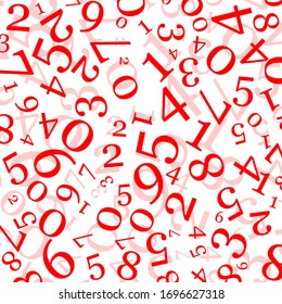 On a white background in random order are red numbers of different sizes and transparency