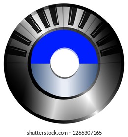 on a white background record. in the foreground is a piano keyboard. Vector image