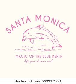 on the white background santa monica dolphin design