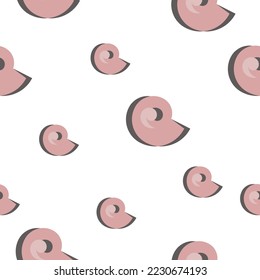 On a white background, a seamless pattern of seashells in pink and gray, in vector.