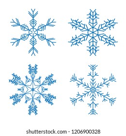 On a white background set of blue snowflakes.
