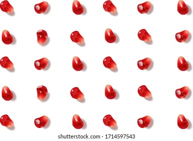 sobre un fondo blanco un conjunto de granos de grano rojo realista y asombrosamente brillante