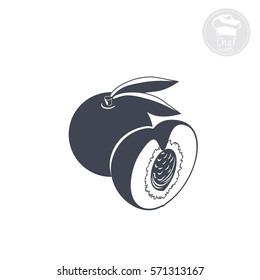 on a white background shows an icon indicating peach