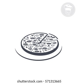 on a white background shows an icon indicating pizza