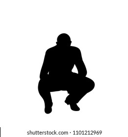 on a white background silhouette of a man sitting