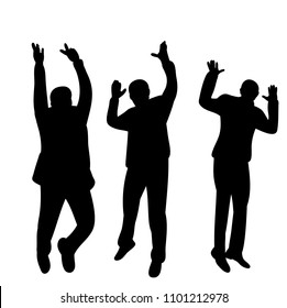 on white background silhouette of man jumping, set