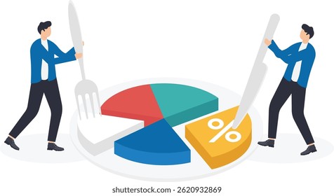 on a white plate is a pie chart and next are a knife and fork,

