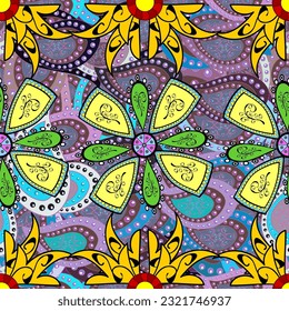 Colores amarillos, neutros y negros en acuarela. Ilustración vectorial. Patrón primaveral sin foco con flores pequeñas.
