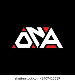 ONA triangle letter logo design with triangle shape. ONA triangle logo design monogram. ONA triangle vector logo template with red color. ONA triangular logo Simple, Elegant, and Luxurious design.