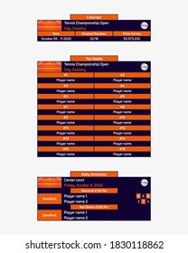 On-Air tennis broadcast graphic. Clay court calendar, top seeds and daily schedule for your sports projects.