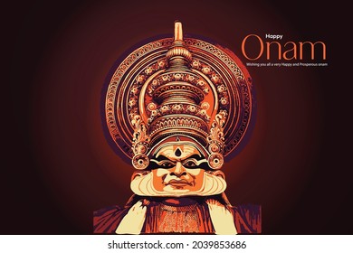 Onam Celebration vector art Kathakali illustration south India Kerala