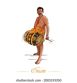 onam chenda melam color vector illustration