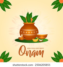 Onam festival celebration greeting card template design