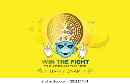 Onam festival concept and Kathakali background