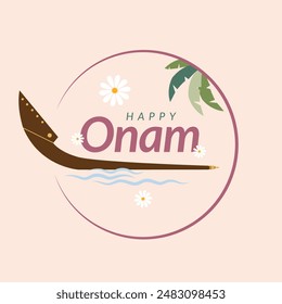 Onam festival of kerala, Onam design elements with Happy Onam typography