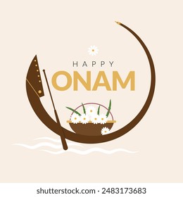 Onam festival of kerala, Onam design elements with Happy Onam typography