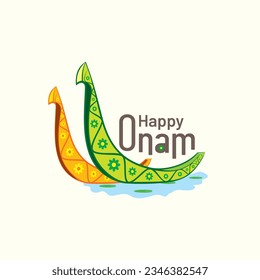  Onam is a festival in Kerala, India. Traditional snake boat team celebrating Onam.