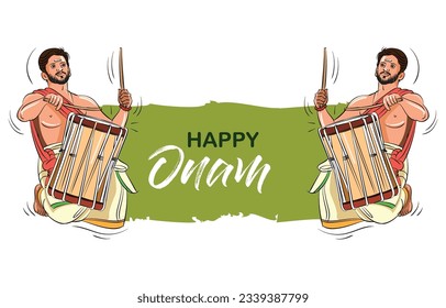 onam festival man with music instrument illustration