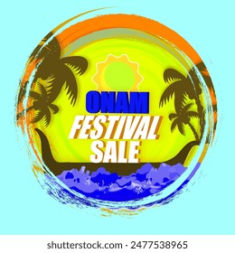 Onam festival Sale banner or poster design with nature view background.