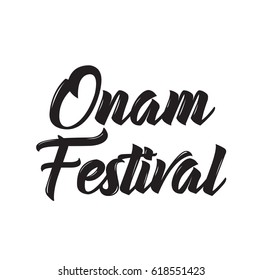 onam festival, text design. Vector calligraphy. Typography poster. Usable as background.