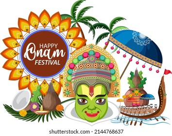 Onam Hindu Harvest Festival Poster Illustration Stock Vector (Royalty ...