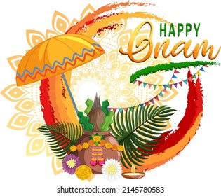 Onam Hindu harvest festival poster illustration
