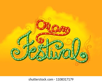 Onam, Illustration of colorful Kathakali dancer face,  grungy colourful background for Onam celebration.