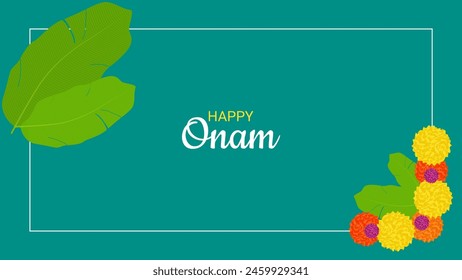 Onam Indian Festival Kerala State. Floral patterns. Happy Onam holiday. Poster Banner Design. Vector illustration.