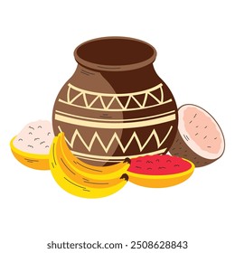 onam indian food and vase isolated