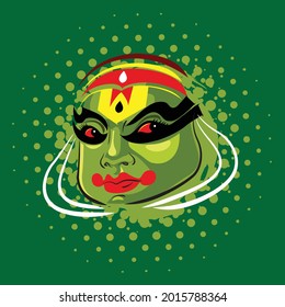 Onam Kathakali Face Vector Illustration