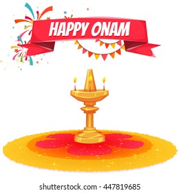 Onam sale banner with ribbon. Vector illustration.