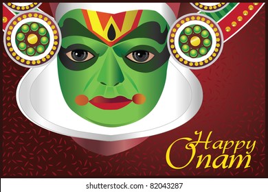 Onam wishes - Card with an Indian kathakali dancer