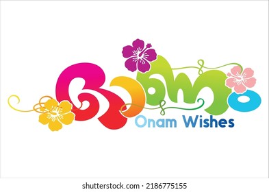 onam wishes malayalam typography kerala festival