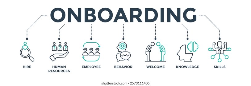 Onboarding banner web icon vector illustration concept for human resources