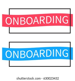 Onboarding. Frame with ribbon icon. Flat vector illustration on white background.