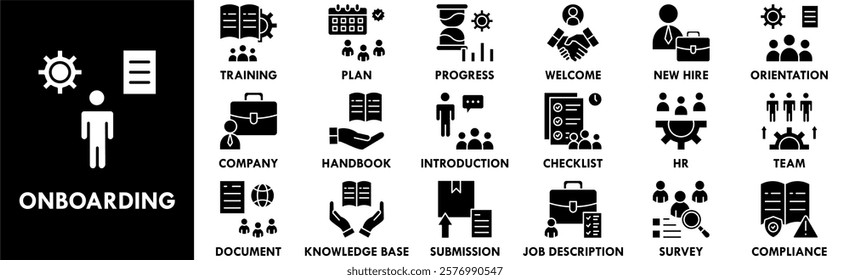Onboarding icon collection set. Containing design employee, business, onboarding, job, management