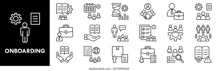 Onboarding icon collection set. Containing design employee, business, onboarding, job, management