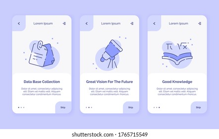 Onboarding icon creative data base collection great vision for the future good knowledge campaign for mobil apps landing template flat style