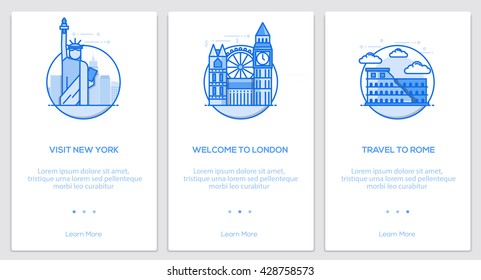 Onboarding Kit. Modern user interface UX, UI screen template for mobile smart phone or responsive web site. Vector Illustration