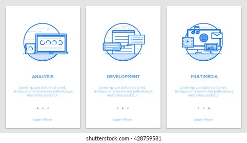 Onboarding Kit. Modern user interface UX, UI screen template for mobile smart phone or responsive web site. Vector Illustration