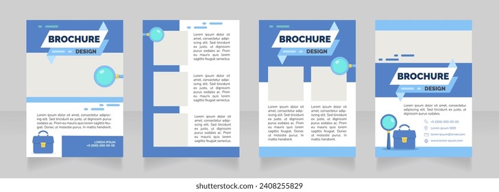 Onboarding process blank brochure design. Template set with copy space for text. Premade corporate reports collection. Editable 4 paper pages. Raleway Black, Regular, Light fonts used