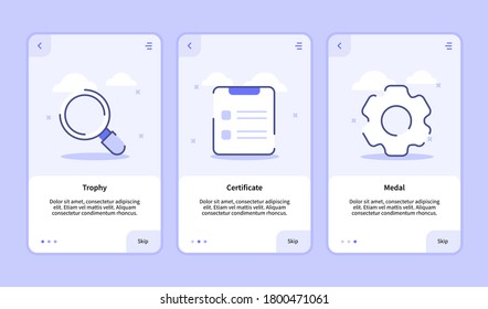 onboarding screen for mobile apps template banner page UI with three variations modern flat outline style