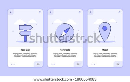 onboarding screen for mobile apps template banner page UI with three variations modern flat outline