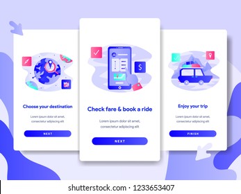 Onboarding screen page template of Online Transportation Service Concept. Modern flat design concept of web page design for website and mobile website.Vector illustration