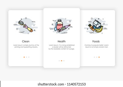 Onboarding screens design in baby and kids concept. Modern and simplified vector illustration, Template for mobile apps.