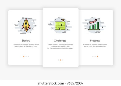 Onboarding screens design in business concept. Modern and simplified vector illustration, Template for mobile apps.