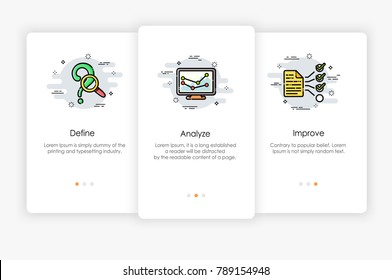 Onboarding screens design in business concept. Modern and simplified vector illustration, Template for mobile apps.
