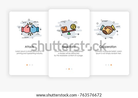 Onboarding screens design in business concept. Modern and simplified vector illustration, Template for mobile apps.